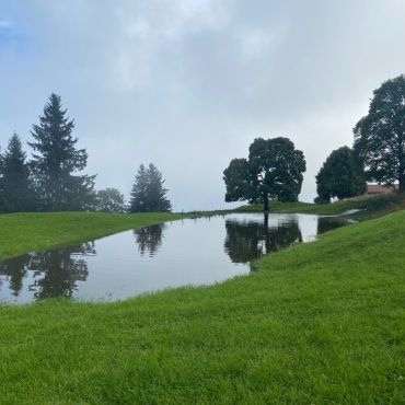 Nach den ergiebigen Regenfällen hat sich auf dem Sittenboden oberhalb Faltschen ein See gebildet. - Bilder: Peter von Känel-Stoller