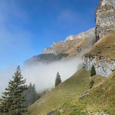 Nebelfotos aus dem hinteren Kiental von Peter von Känel-Stoller.