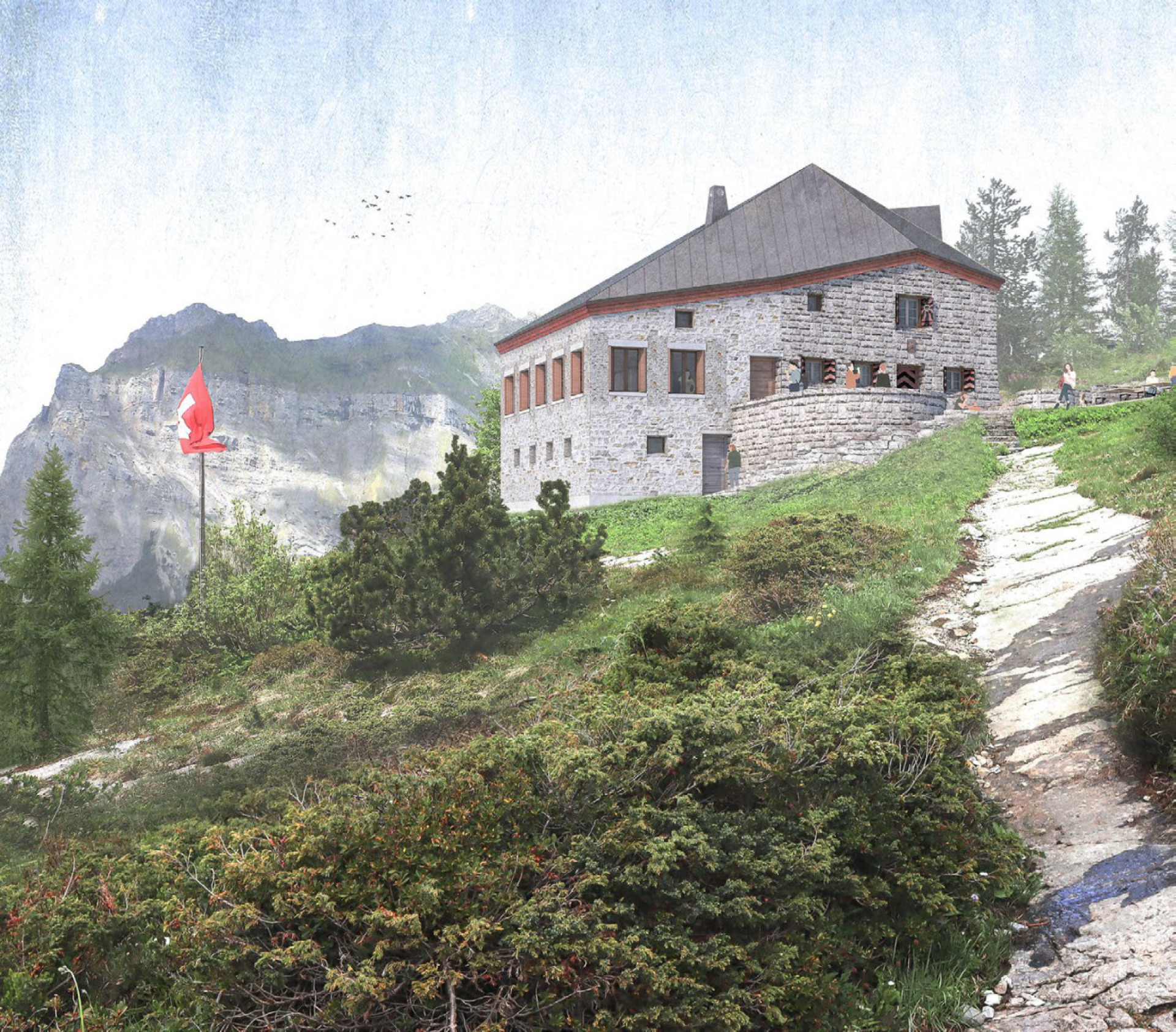 Baustart: 50 Freiwillige an der Doldenhornhütte
