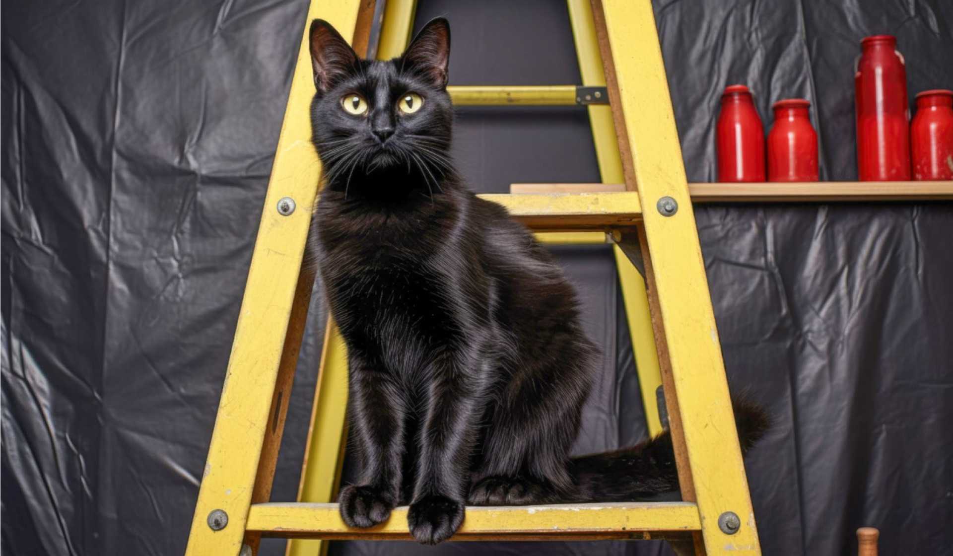 Eine schwarze Katze unter einer Leiter – am heutigen Tag ist angeblich Vorsicht geboten. BILD: ALTITUDEVISUAL / STOCK.ADOBE.COM
