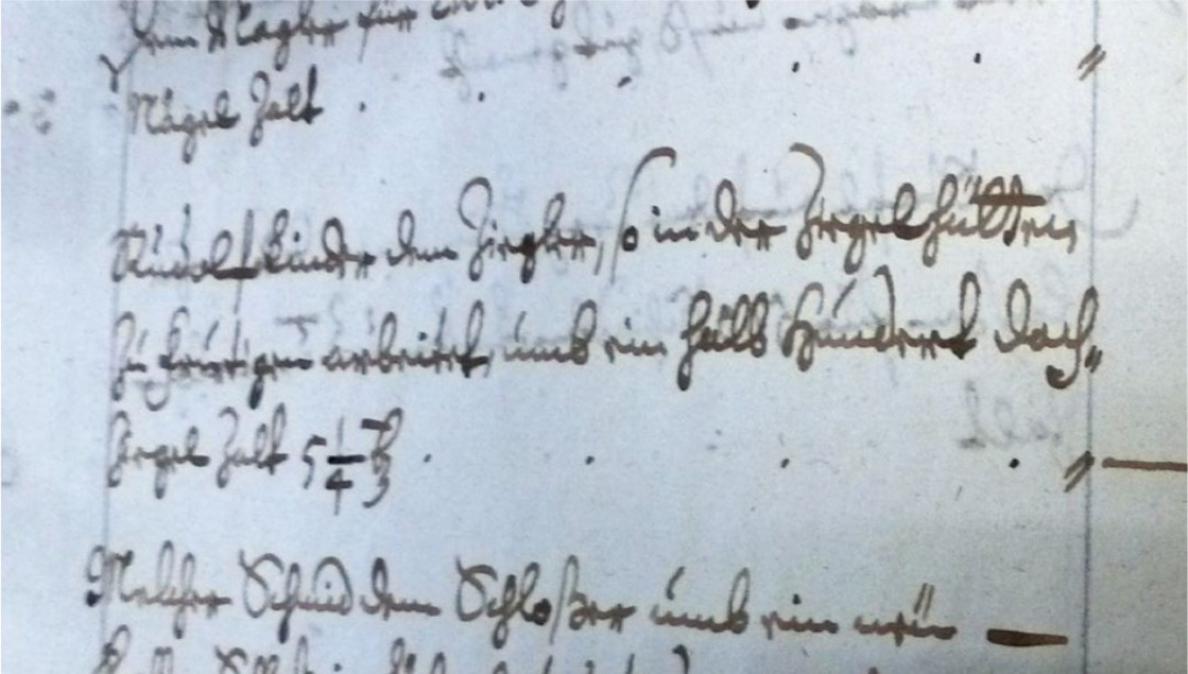 Ein Teil der Amtsrechnung aus dem Jahre 1728: «Rudolf Linder dem Ziegler, so in der Ziegelhütten zu Frutigen arbeitet, umb ein halb Hundert Dachziegel zalt 5 ¼ Batzen» QUELLE: STAATSARCHIV BERN