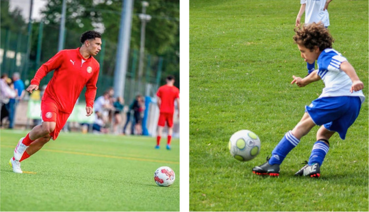 Lou Marley White im Einsatz: Einstmals stand er für den FC Frutigen auf dem Rasen (rechts), nun in der obersten spanischen Liga. BILDER: ZVG / PETER SCHMID