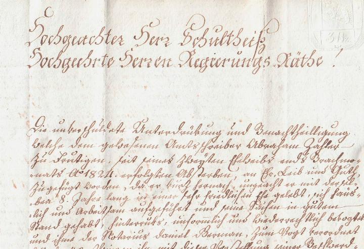 Anfang des Beschwerdebriefes von Abraham Zahler an den Regierungsrat vom 27. September 1833. BILD: KULTURGUTSTIFTUNG FRUTIGLAND Anfang des Beschwerdebriefes von Abraham Zahler an den Regierungsrat vom 27. September 1833. BILD: KULTURGUTSTIFTUNG FRUTIGLAND