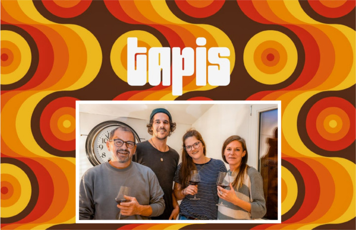 Der namensgebende Teppich und die Besatzung der neuen Tapis-Bar, v. l. Marco Hadorn, Dominik Baumann, Fabienne Staudenmann und Colette Haldemann. BILDER: YANNICK BRUNNER/ZVG