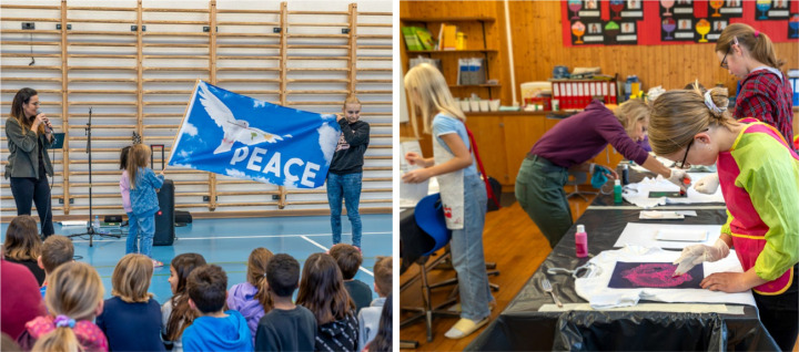 Flagge zeigen und T-Shirts bedrucken gehörten zum Programm der Widi-SchülerInnen. BILDER: MARTIN WENGER