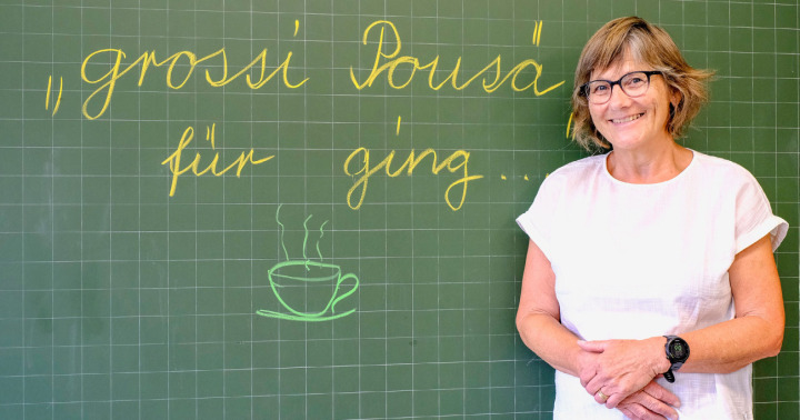 Silvia Zurbrügg ein letztes Mal an der Wandtafel mit klarer Botschaft. BILD: GERHARD KAPPHAHN